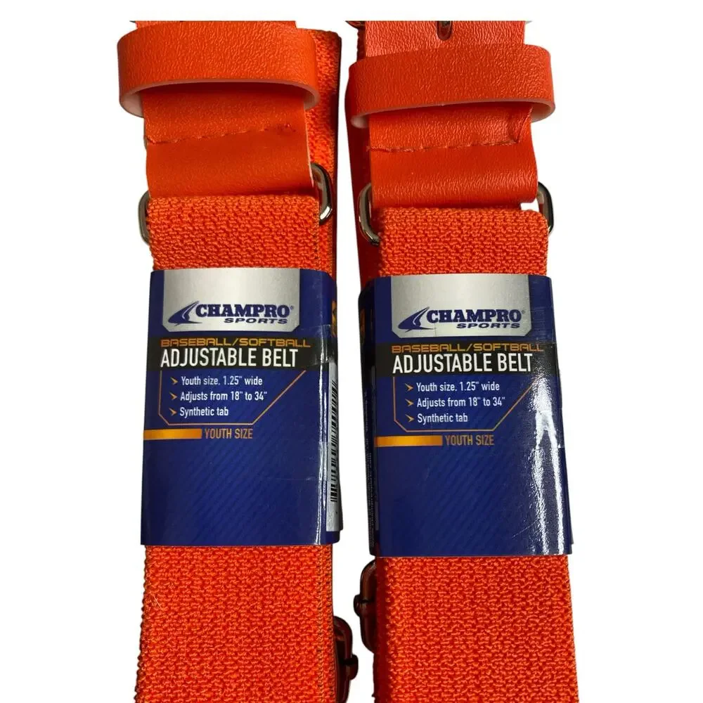 2 Pack Champro Youth Baseball Softball Adjustable Belt Orange 18